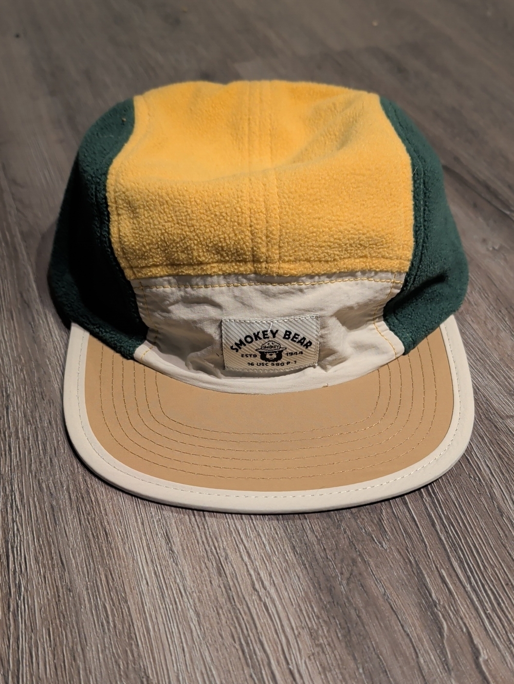 Smokey Bear Colorblock Fleece Camper Cap - Yellow/Green/Tan